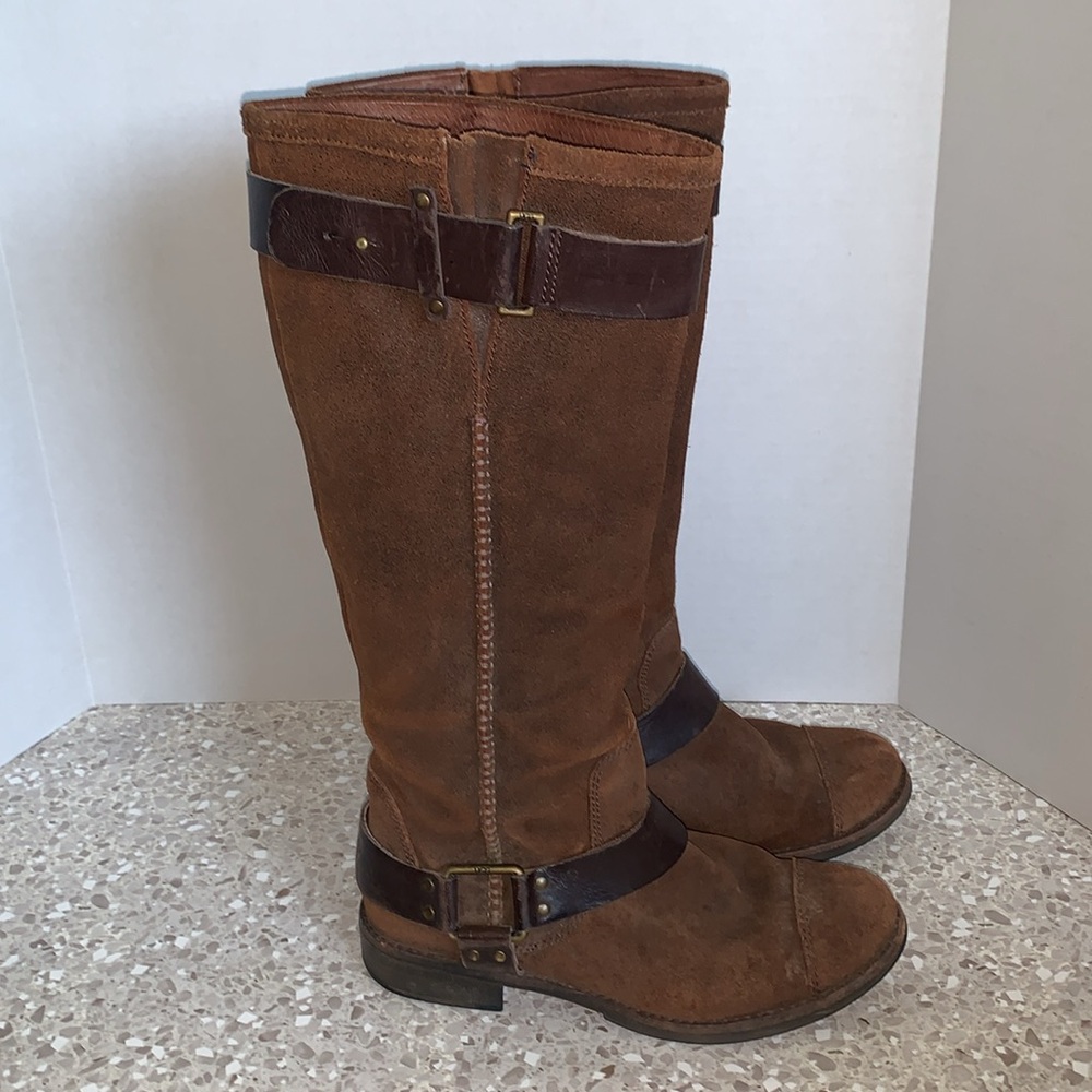 UGG Australia Dree Boots Women's 7.5 Suede Dark Brown Knee High Harness - Picture 5 of 13